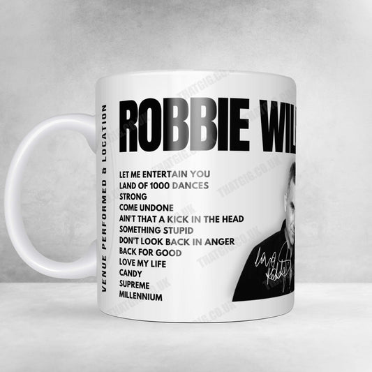 Robbie Williams Setlist Mug - Saadiyat Island, Abu Dhabi - December 28th, 2024
