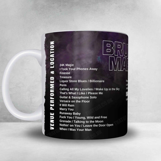 Bruno Mars Setlist Mug - Dolby Live at Park MGM, Las Vegas - December 30th, 2024