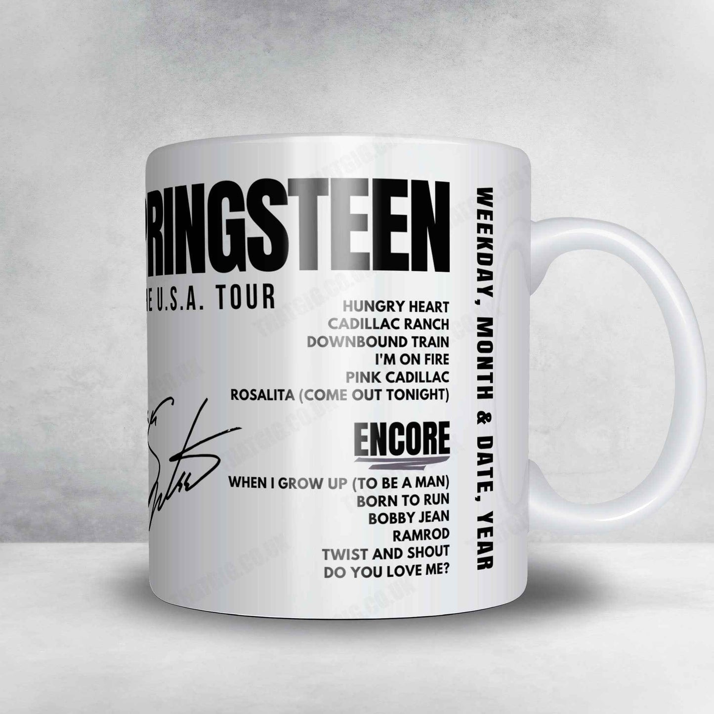 Bruce Springsteen Setlist Mug - Charlotte Coliseum, Charlotte - January 16th, 1985