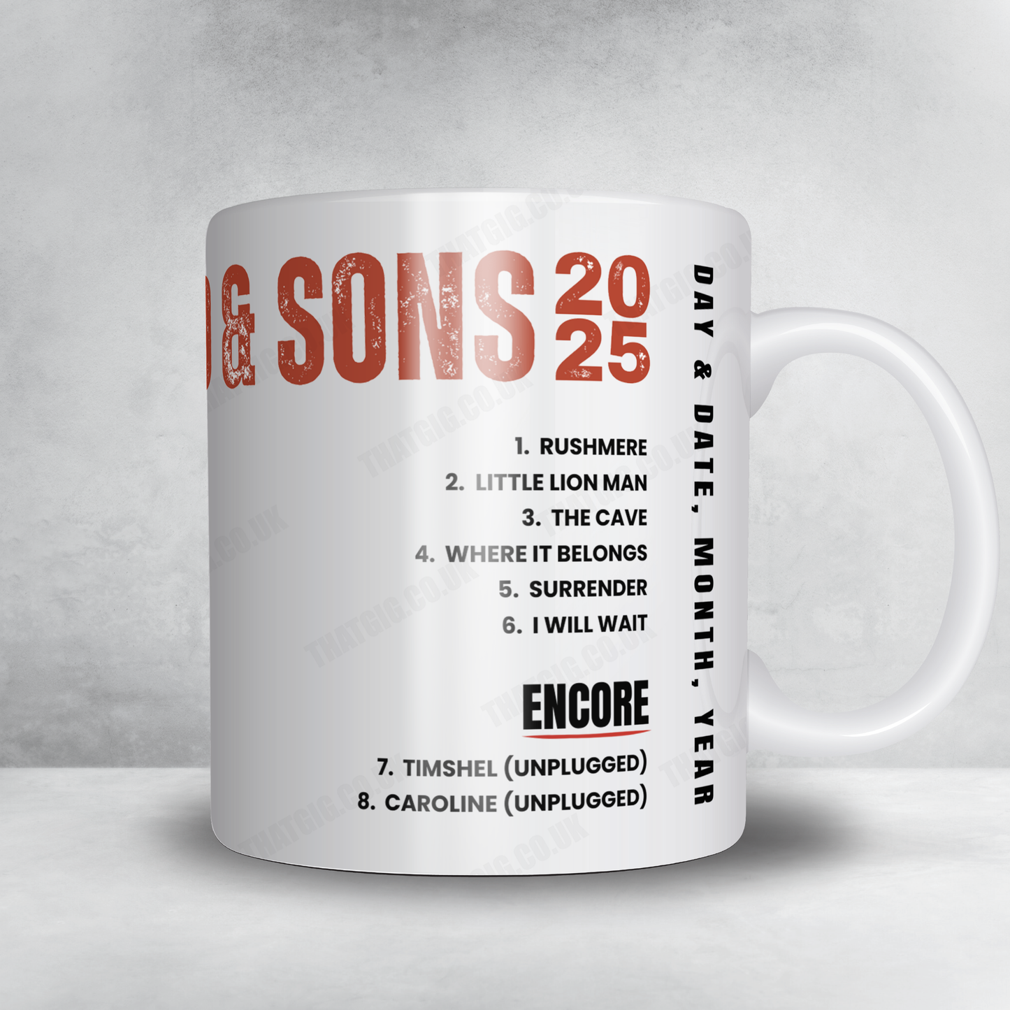 Mumford & Sons Setlist Mug - Veterans Memorial Coliseum, Madison - October 30th, 2024