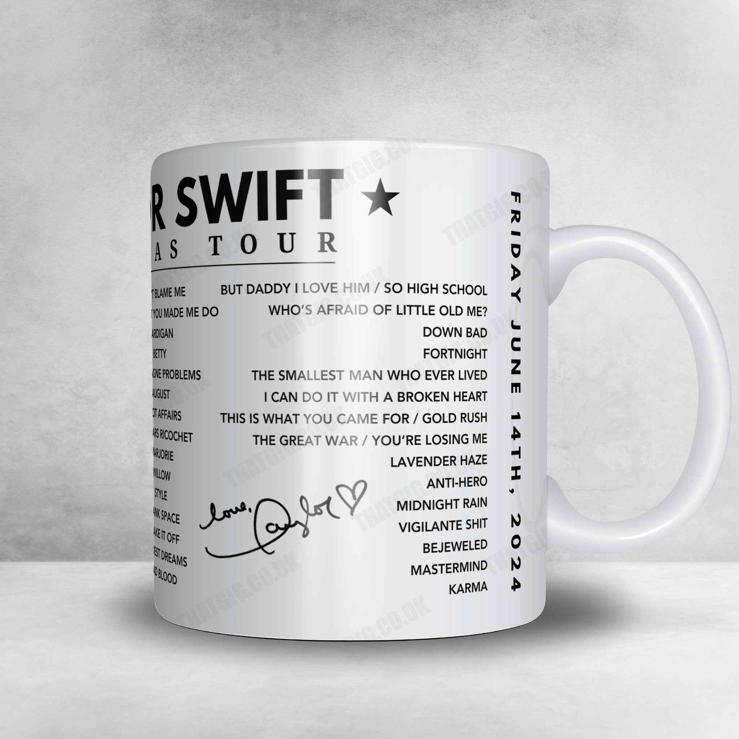 Taylor Swift Setlist Poster - Anfield, Liverpool, 14th June 2024