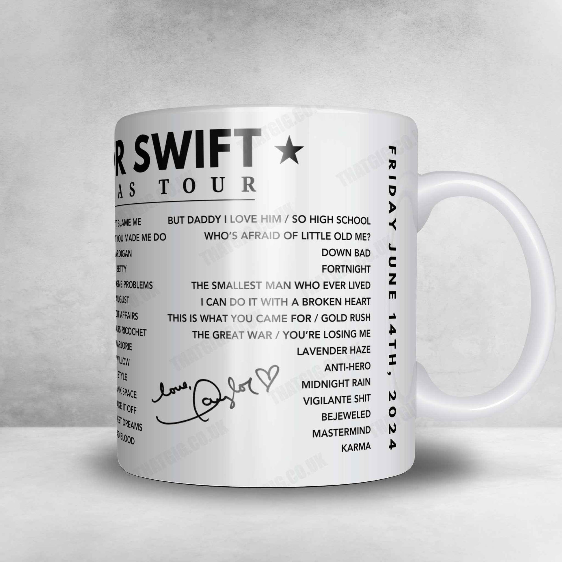 Taylor Swift Setlist Poster - Anfield, Liverpool, 14th June 2024