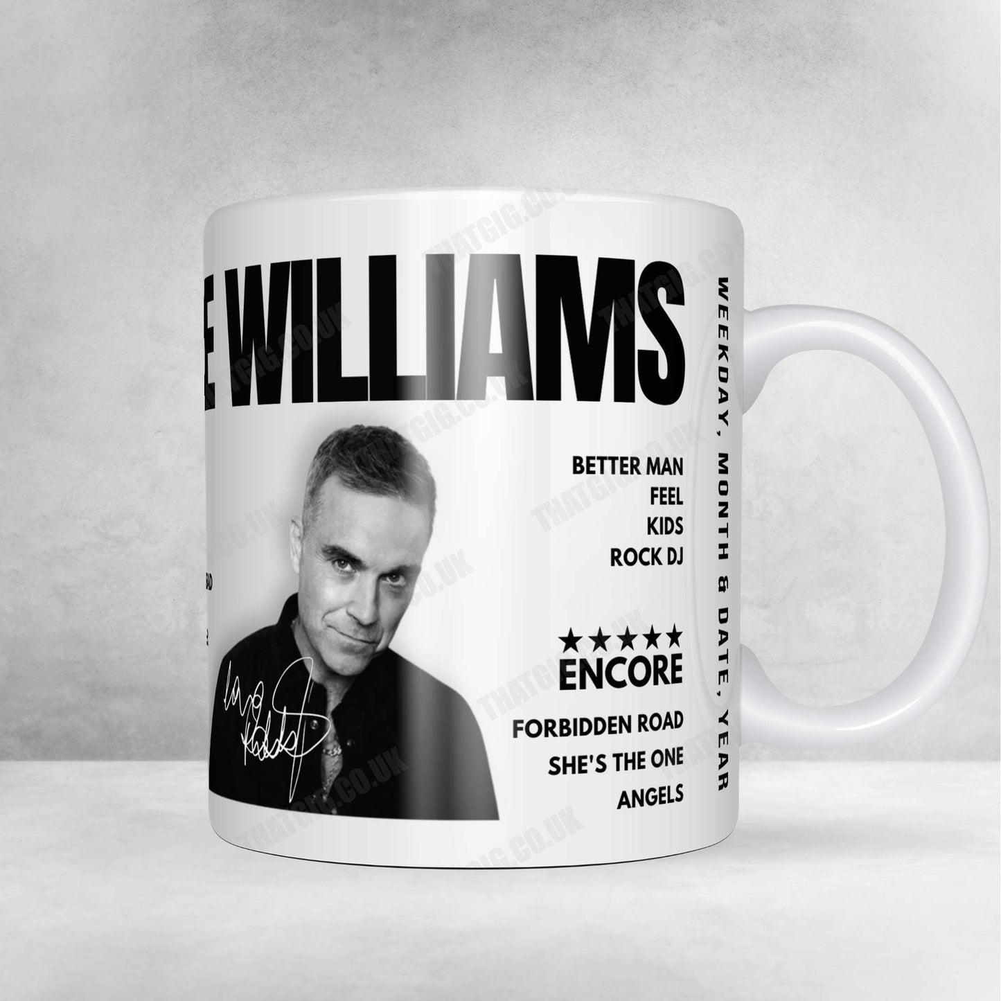Robbie Williams Setlist Mug - Federation Square, Melbourne - January 2nd, 2025