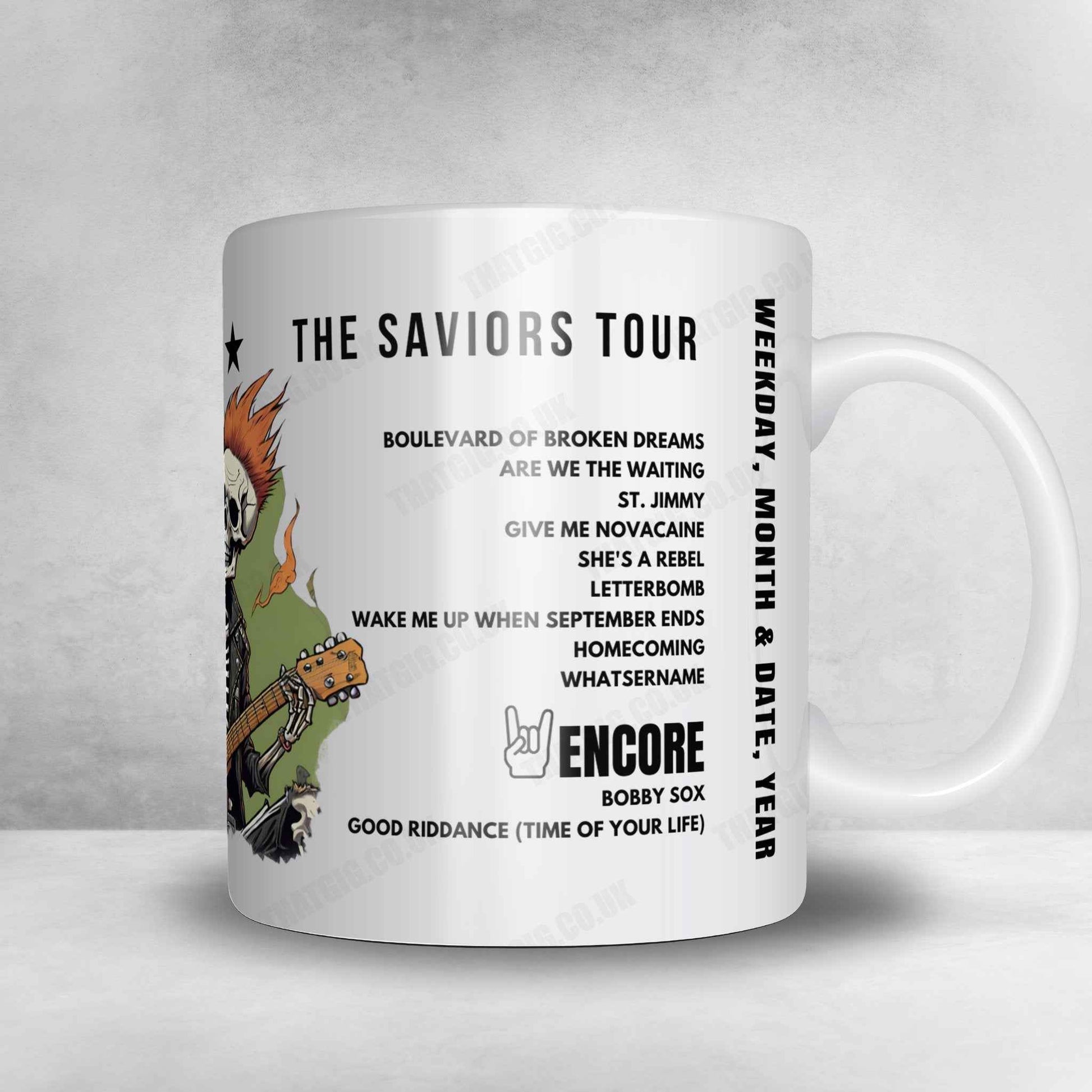 Green Day Setlist Mug - Marvel Stadium, Melbourne - March 1st, 2025