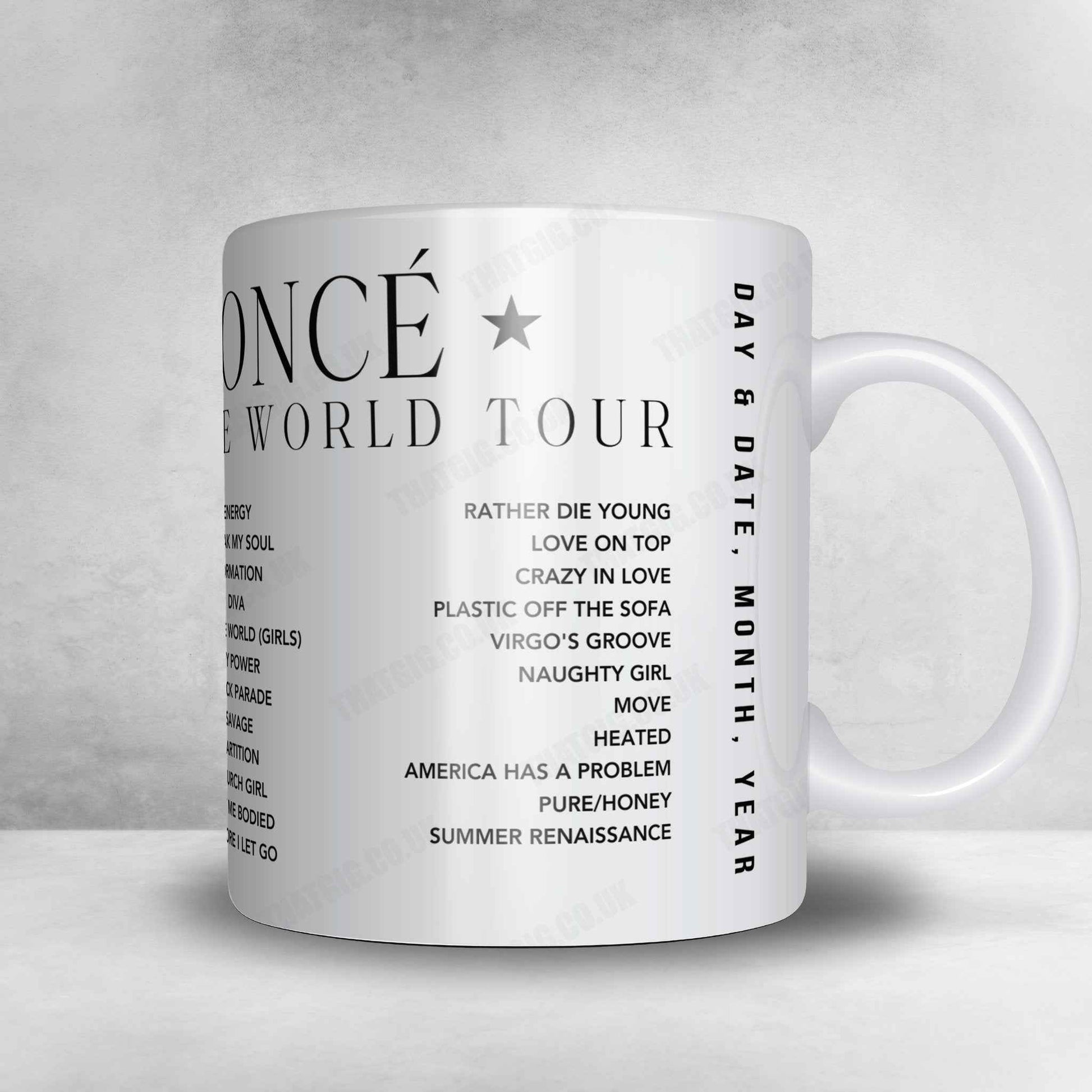Beyoncé Setlist Mug - Mercedes-Benz Stadium, Atlanta - August 12th, 2023