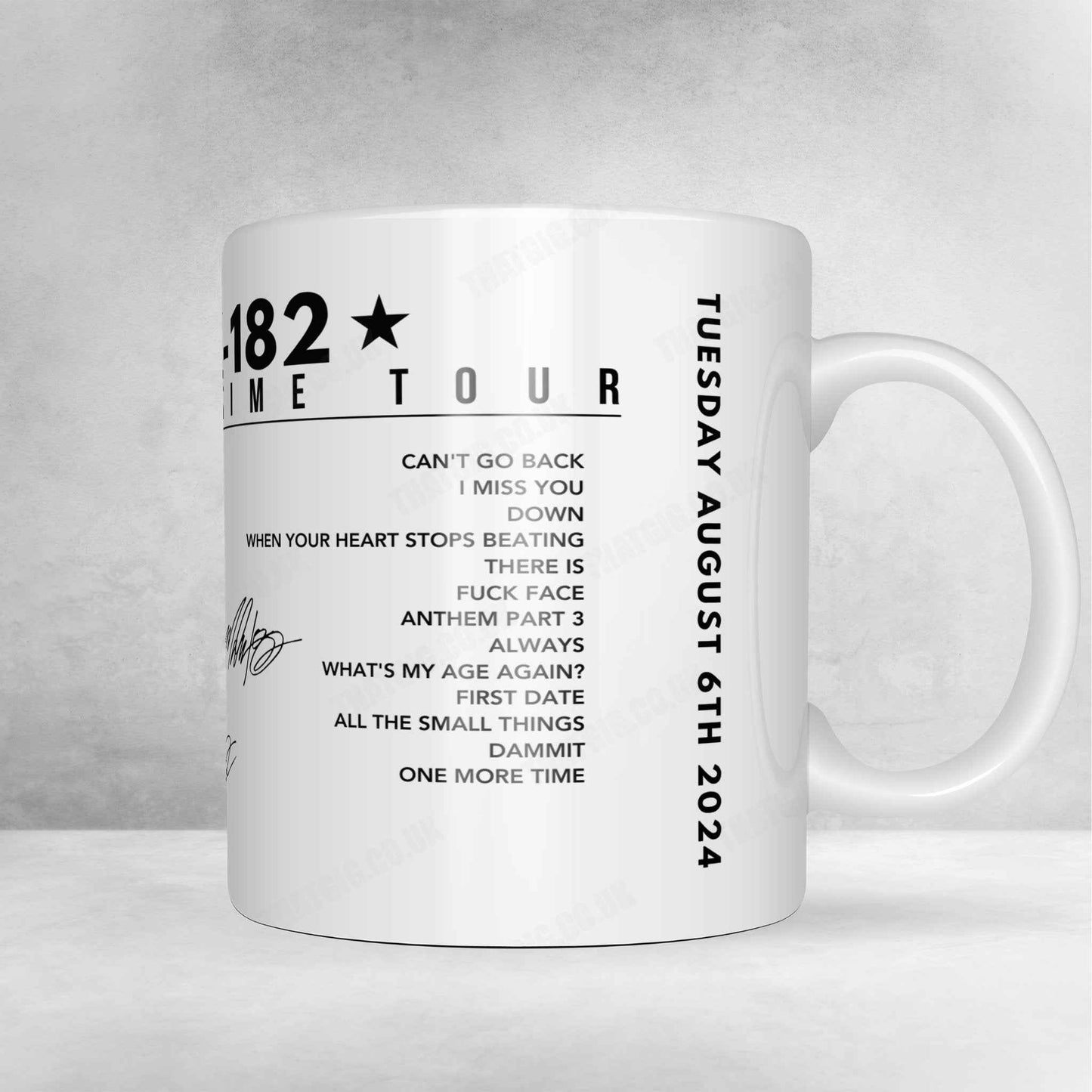 Blink-182 Setlist Mug - Fiserv Forum, Milwaukee - August 6th, 2024