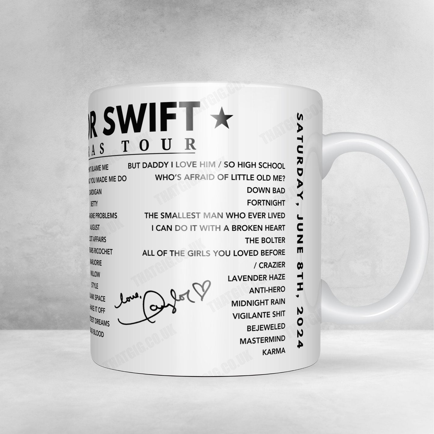 Taylor Swift Setlist Poster - Scottish Gas Murrayfield Stadium, Edinburgh - June 8th, 2024