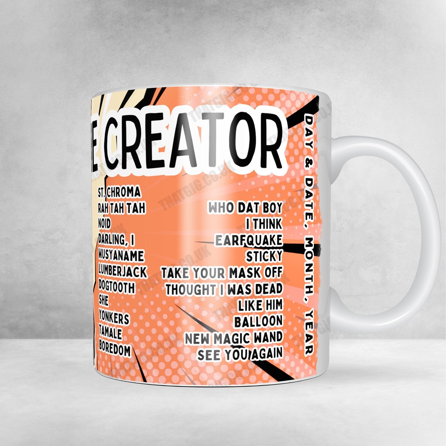 Tyler, The Creator Setlist Mug - Xcel Energy Center, St. Paul, MN - February 4th, 2025