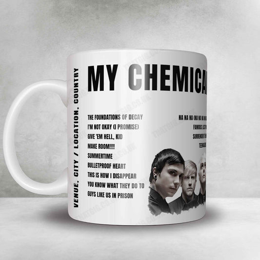 My Chemical Romance Setlist Mug - The Outer Fields at Western Springs, Auckland - March 11th, 2023
