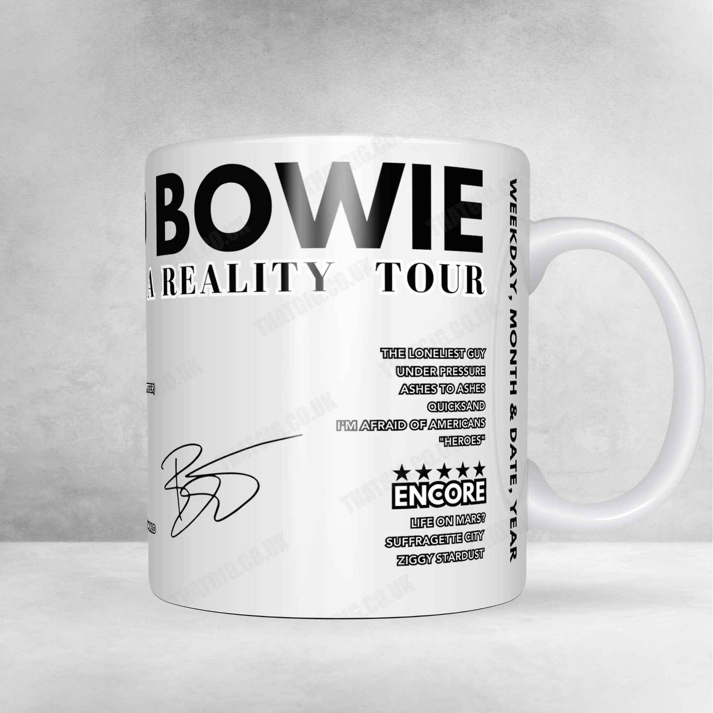 David Bowie Setlist Mug - Starlight Theater, Kansas City - May 10th, 2004