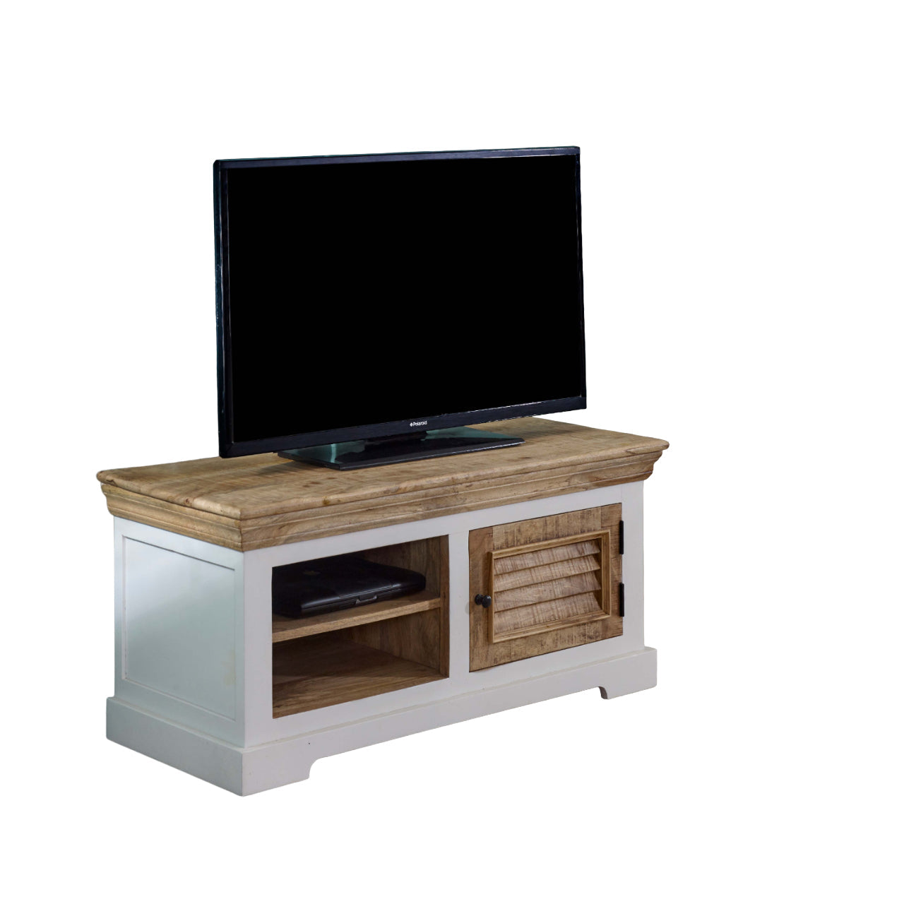 Bianco Solid Mango Wood Small Tv Cabinet White