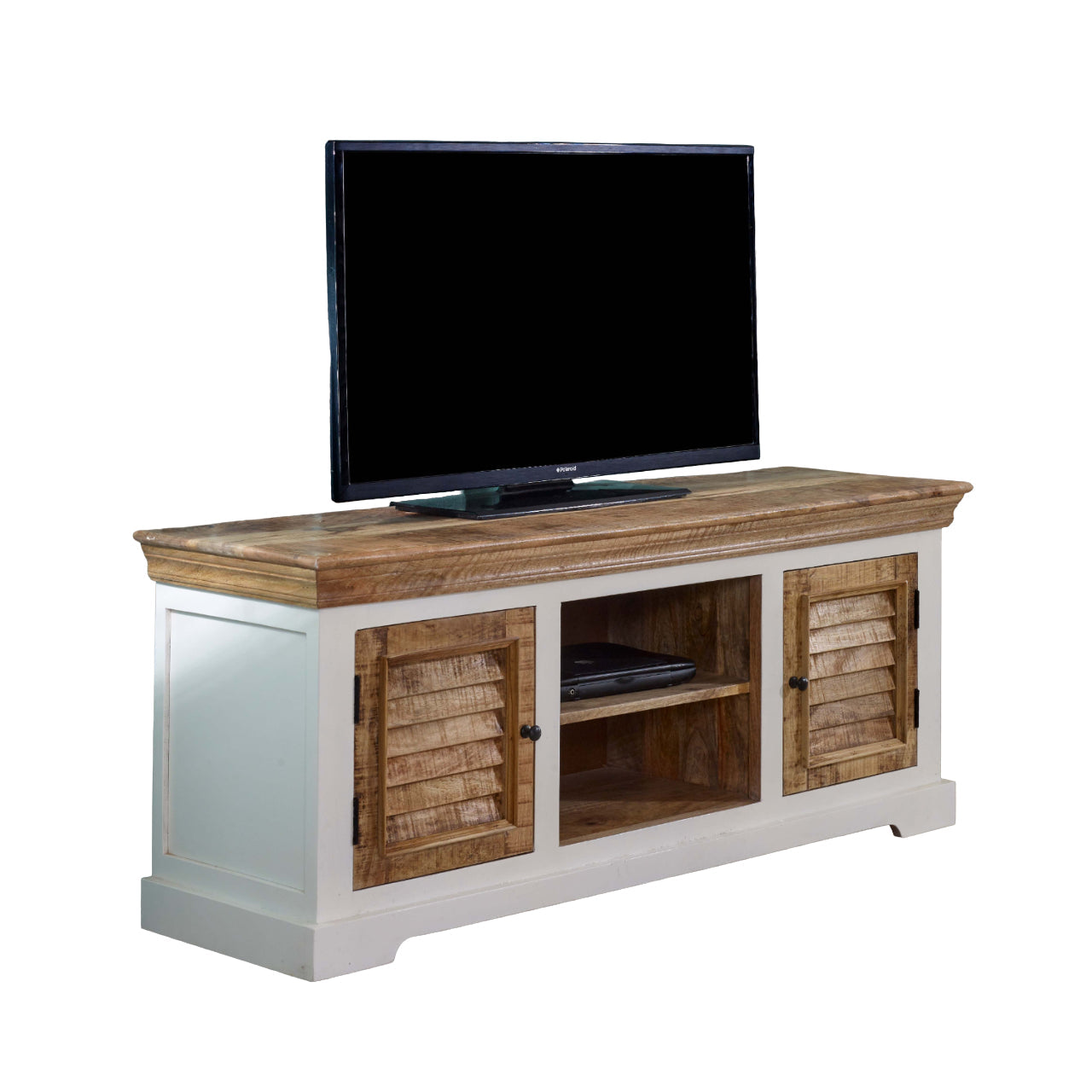 Bianco Solid Mango Wood Tv Cabinet White