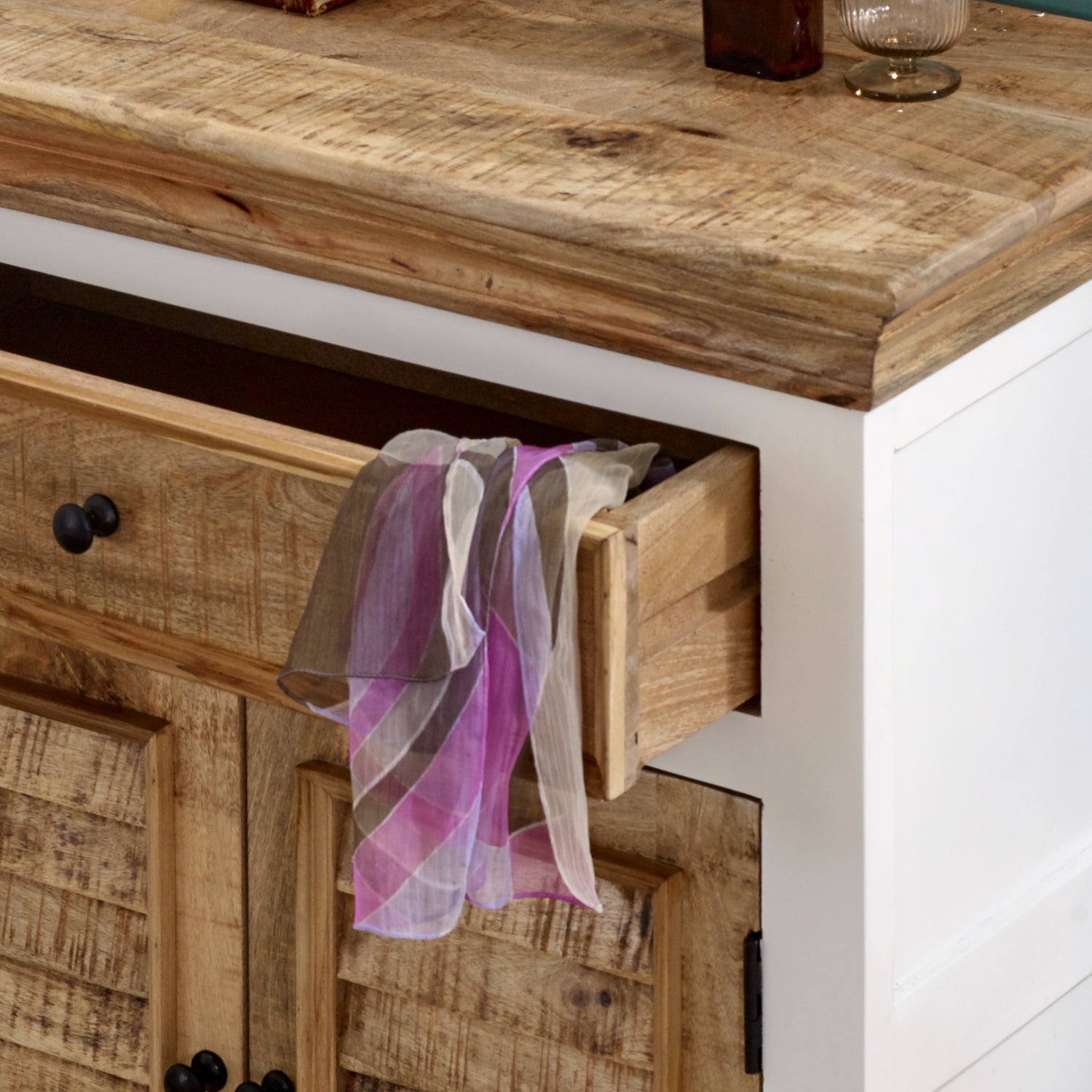 Bianco Solid Mango Wood Small Sideboard White