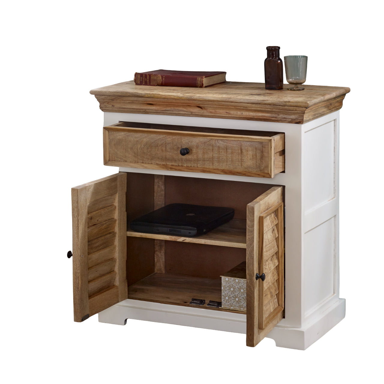 Bianco Solid Mango Wood Small Sideboard White