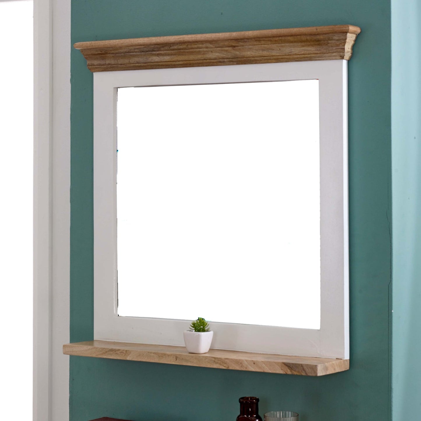 Bianco Solid Mango Wood Wall Mirror White