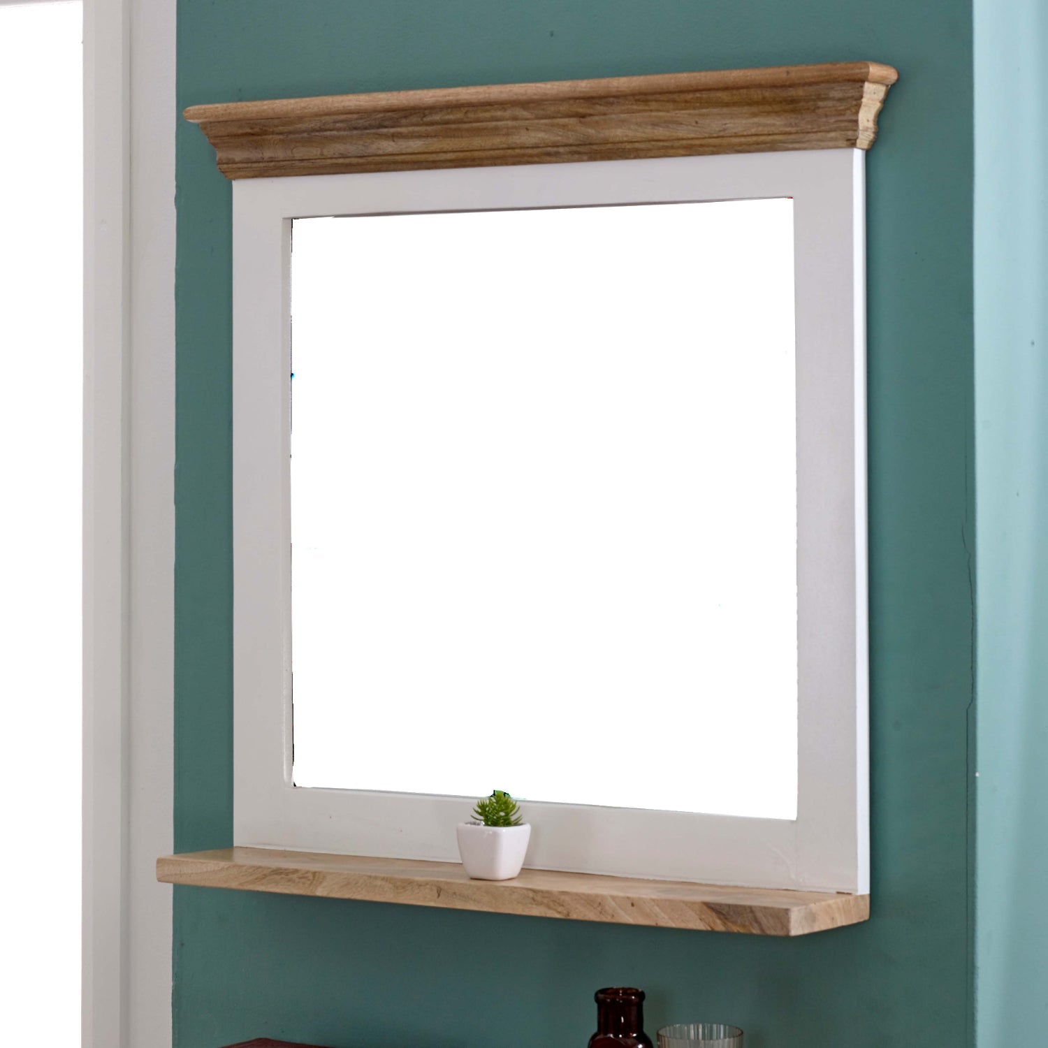 Bianco Solid Mango Wood Wall Mirror White