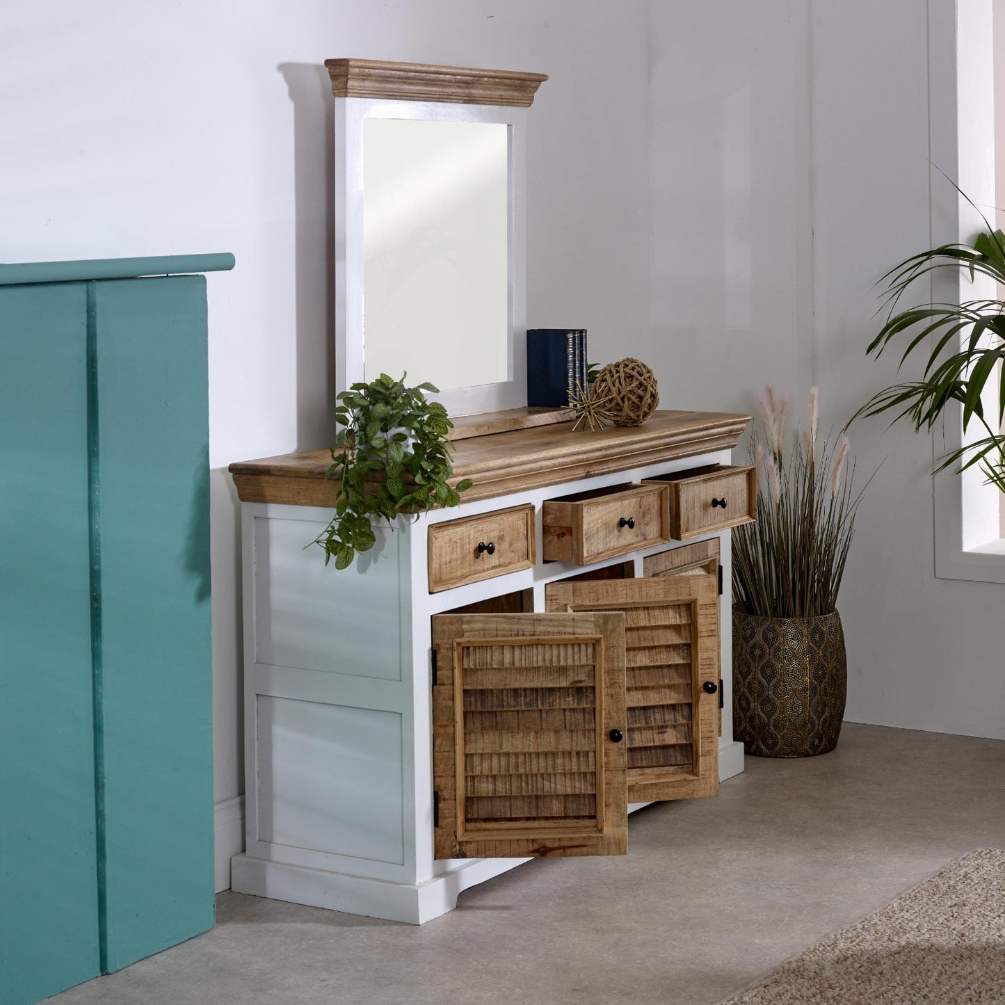 Bianco Solid Mango Wood Wall Mirror White