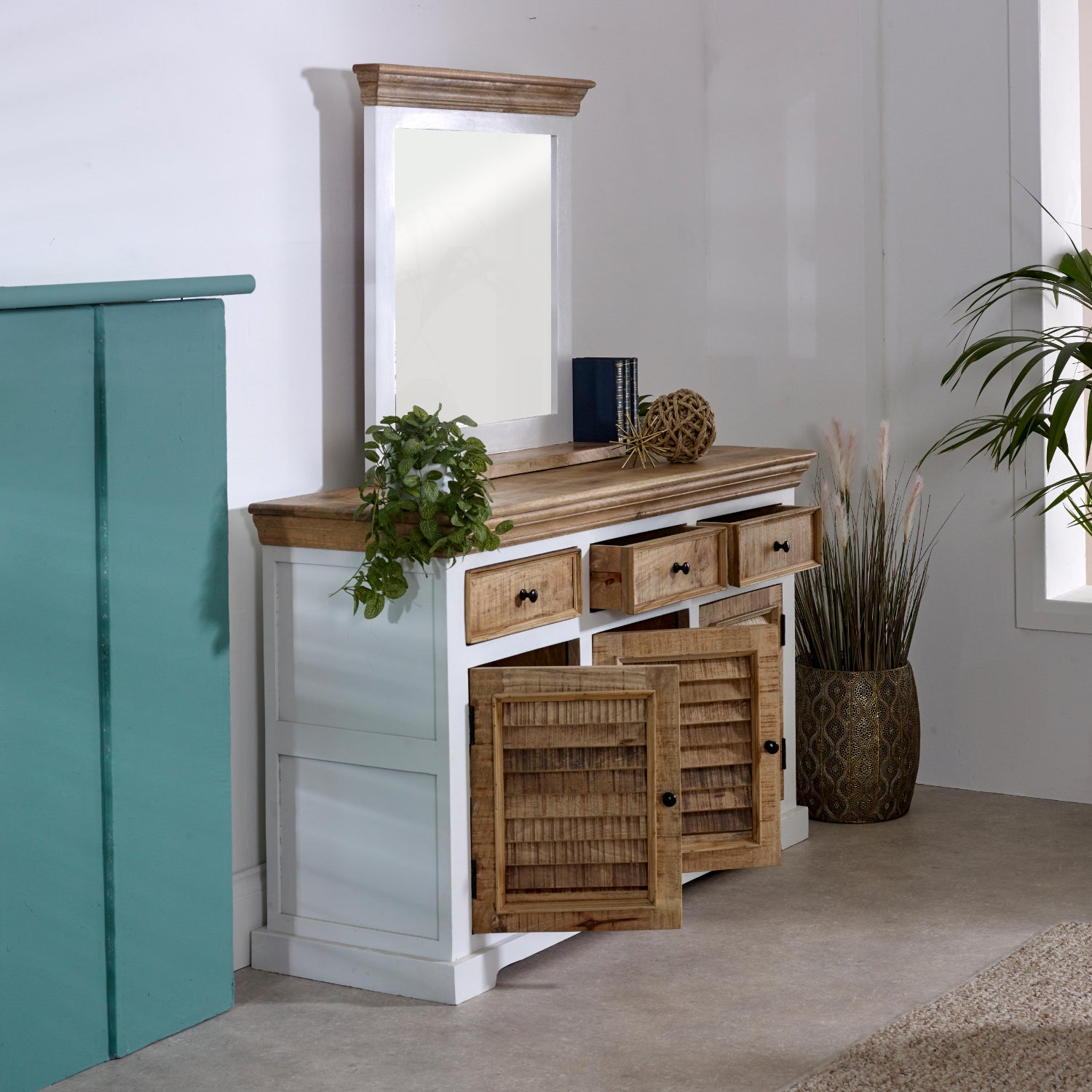 Bianco Solid Mango Wood Wall Mirror White