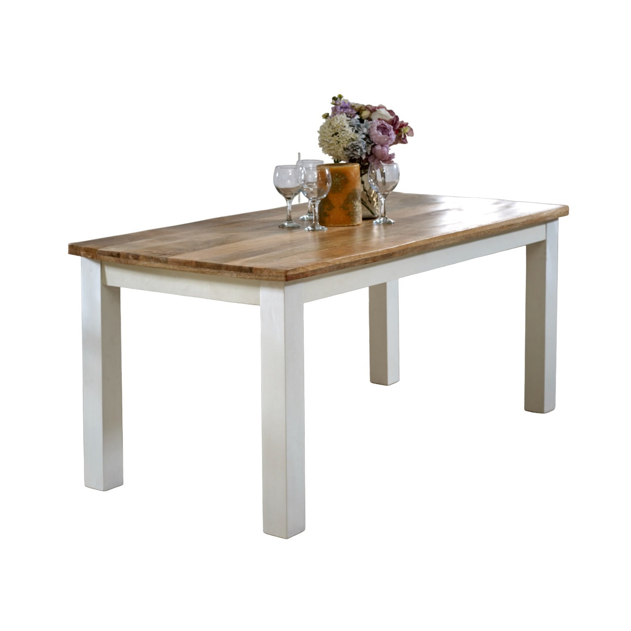 Bianco Solid Mango Wood White Dining Table 170Cm