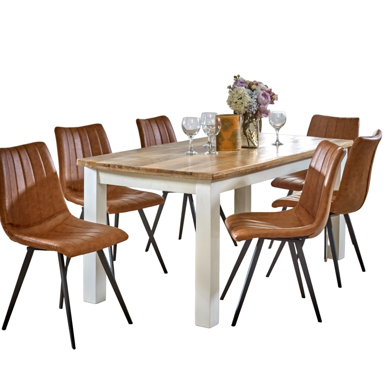 Bianco Solid Mango Wood White Dining Table 170Cm