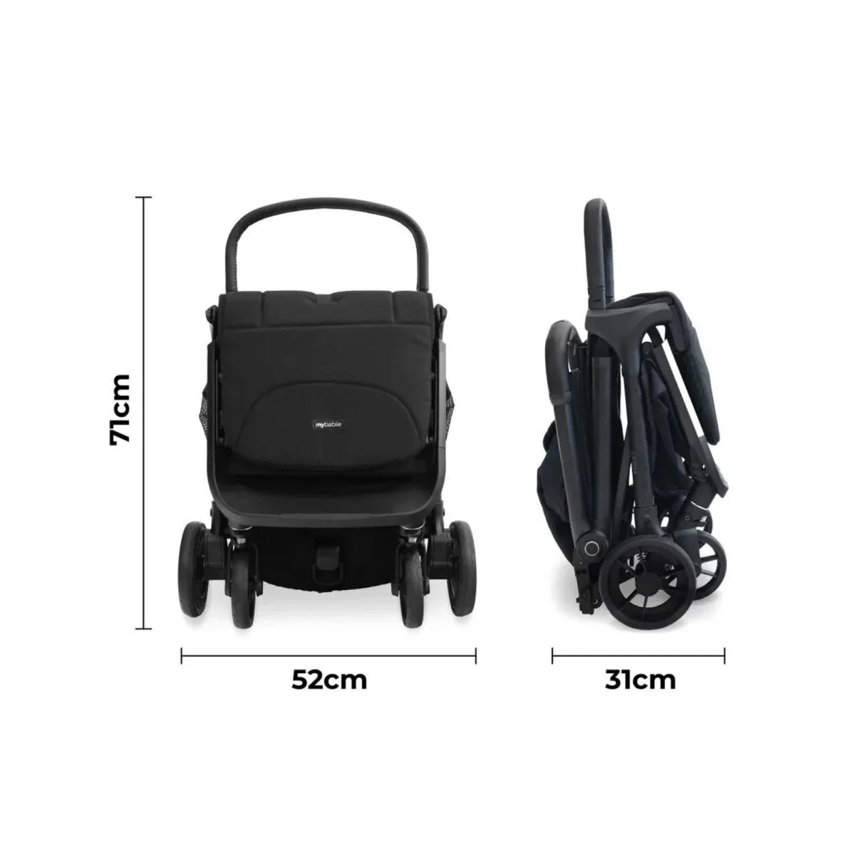 My Babiie MBX7 Auto-Fold Compact Stroller - Black