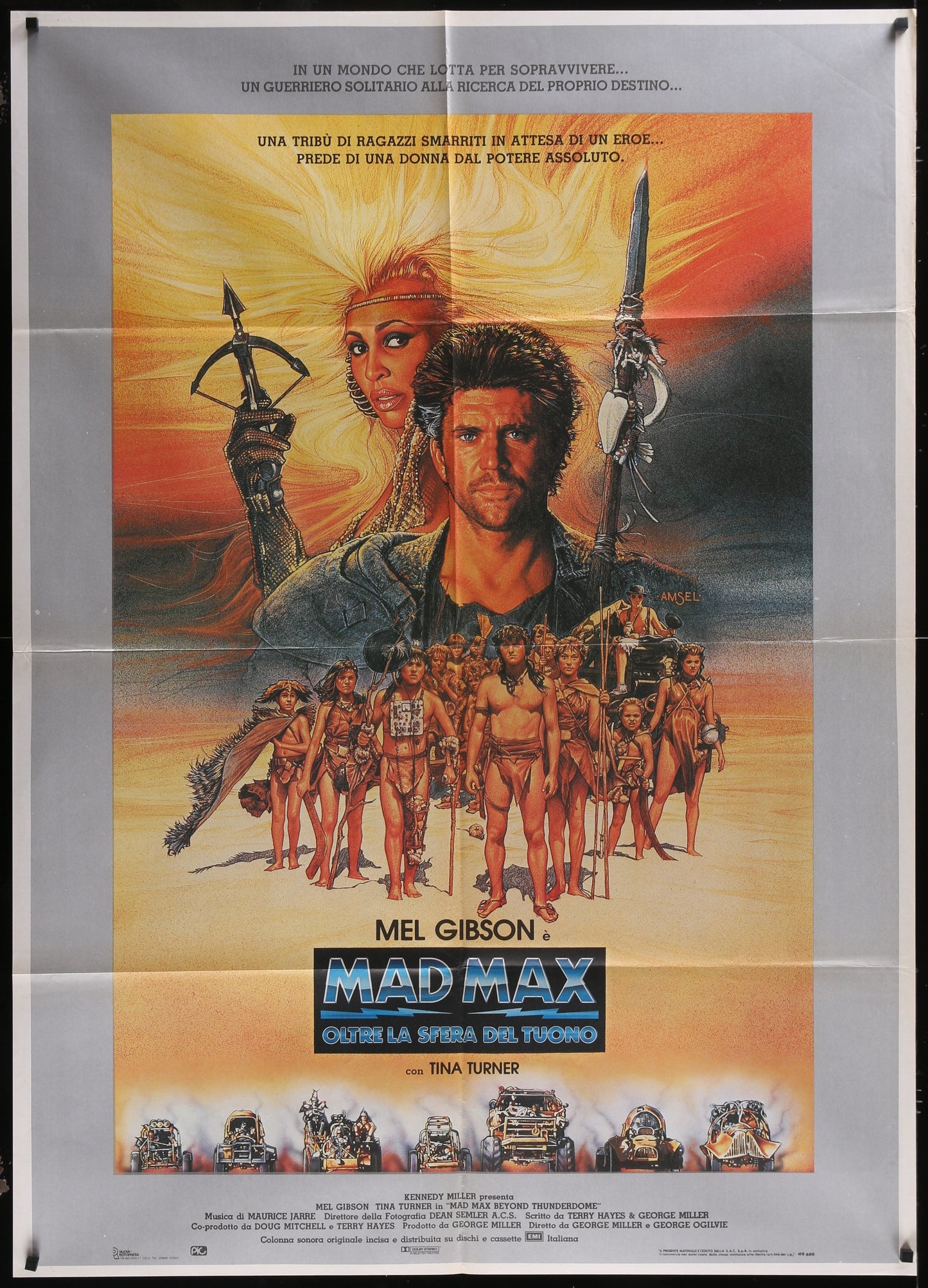 Mad Max Beyond Thunderdome (1985) Original Italian One Panel Movie Poster 39 x 55