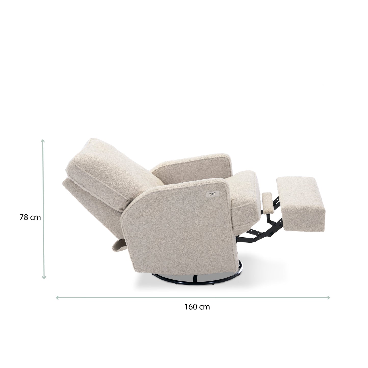 Madison Electric Swivel Glider Recliner Chair - Teddy Fabric Ivory