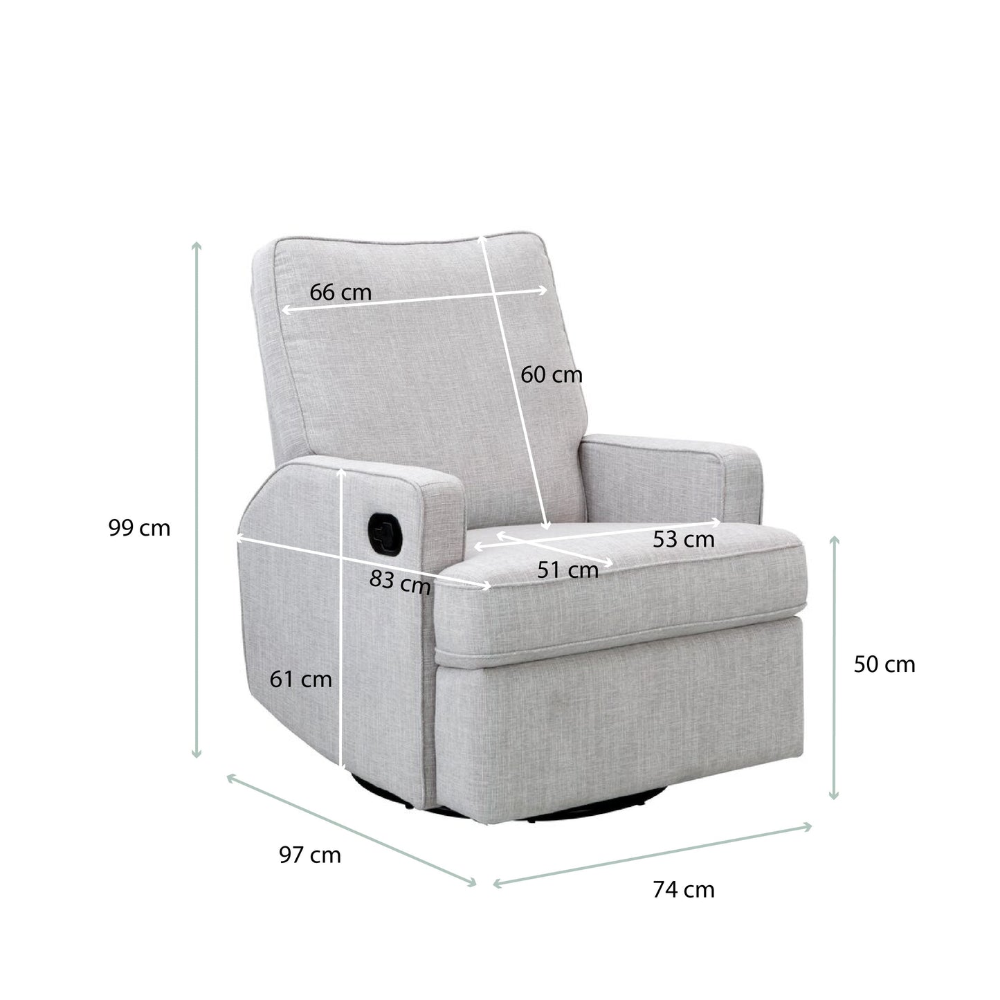 Madison Swivel Glider Recliner Chair - Pebble