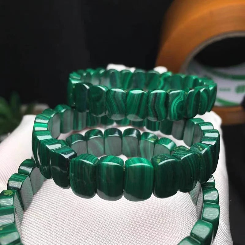 Natural Green Malachite Chrysocolla Gemstone Bracelet, Bead Size 11x9mm