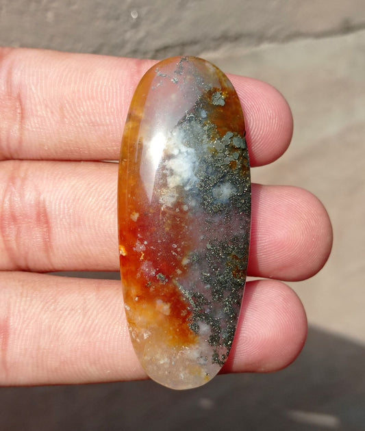 Marcasite Agate Sparkle Captivating Natural Stone - 57x23mm