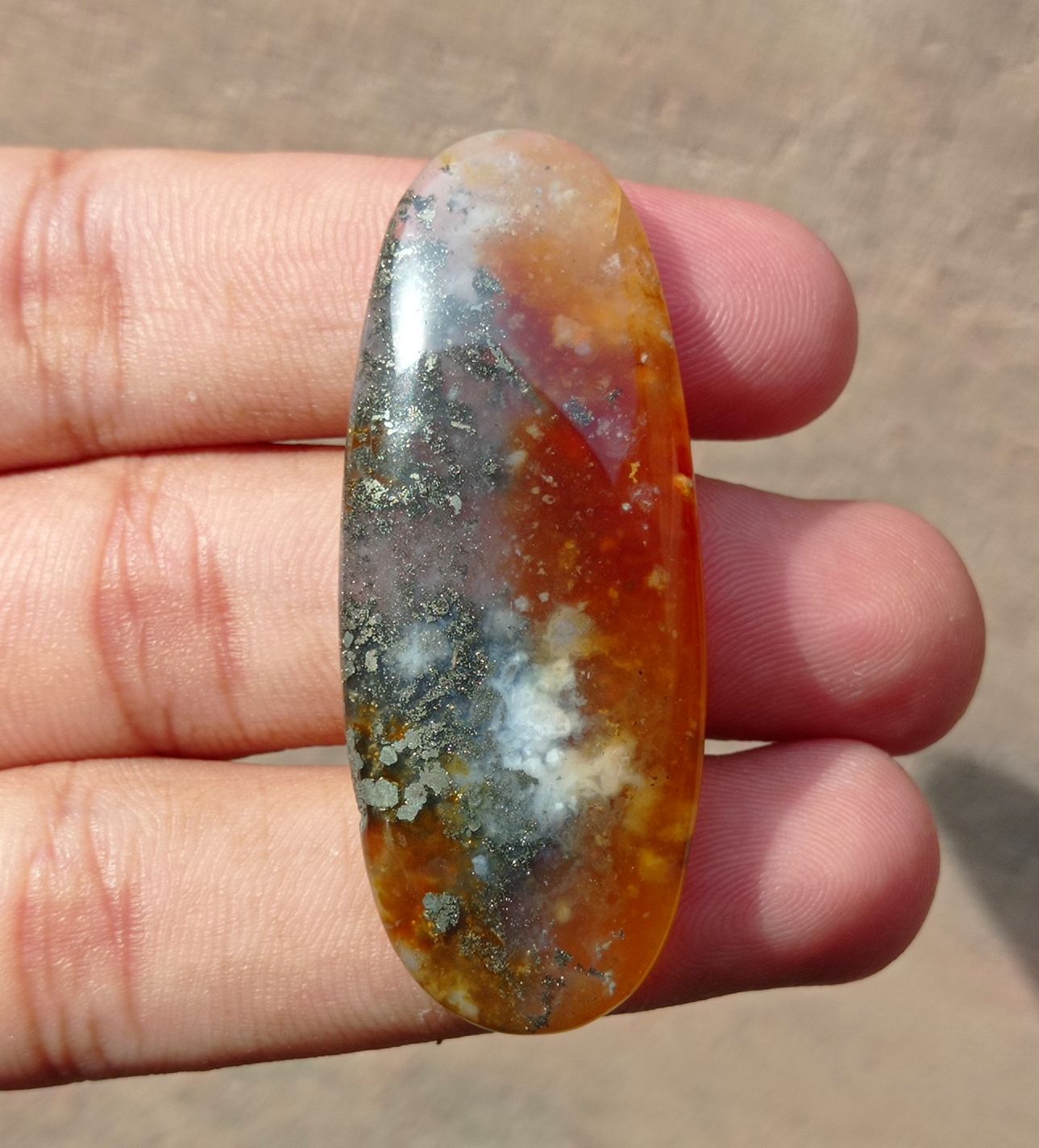 Marcasite Agate Sparkle Captivating Natural Stone - 57x23mm