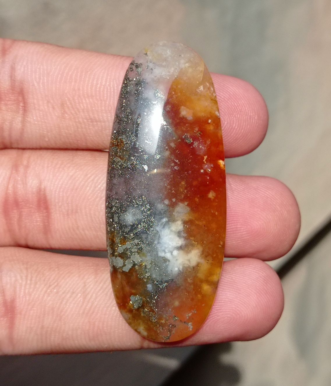 Marcasite Agate Sparkle Captivating Natural Stone - 57x23mm