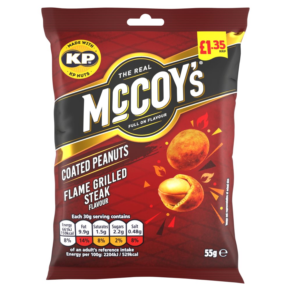 McCoy's Coated Peanuts Flame Grilled Steak 55g (Box of 16)