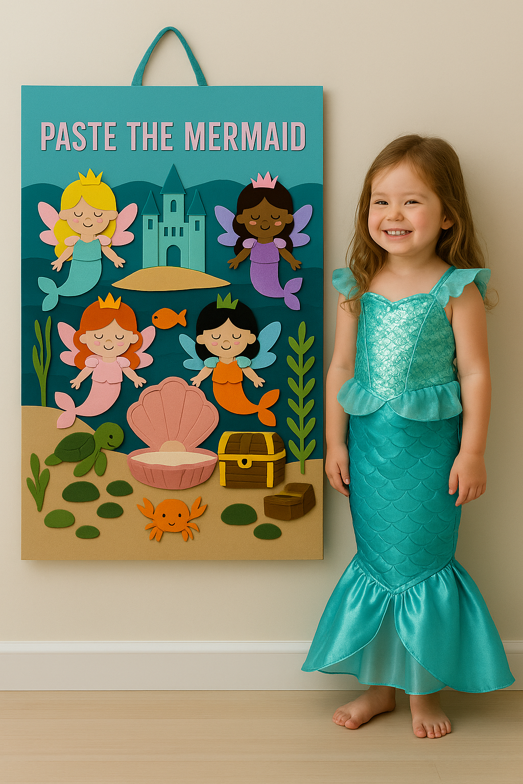 Paste The Mermaid Felt Play Board-Magical Sensory Dress up activity for kids | The Playmakers Co