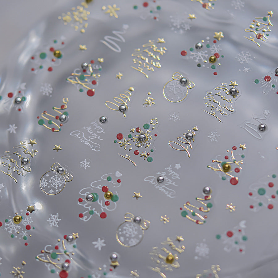 Hello Claws | Merry Christmas Tree And Snow Nail Deco Sticker