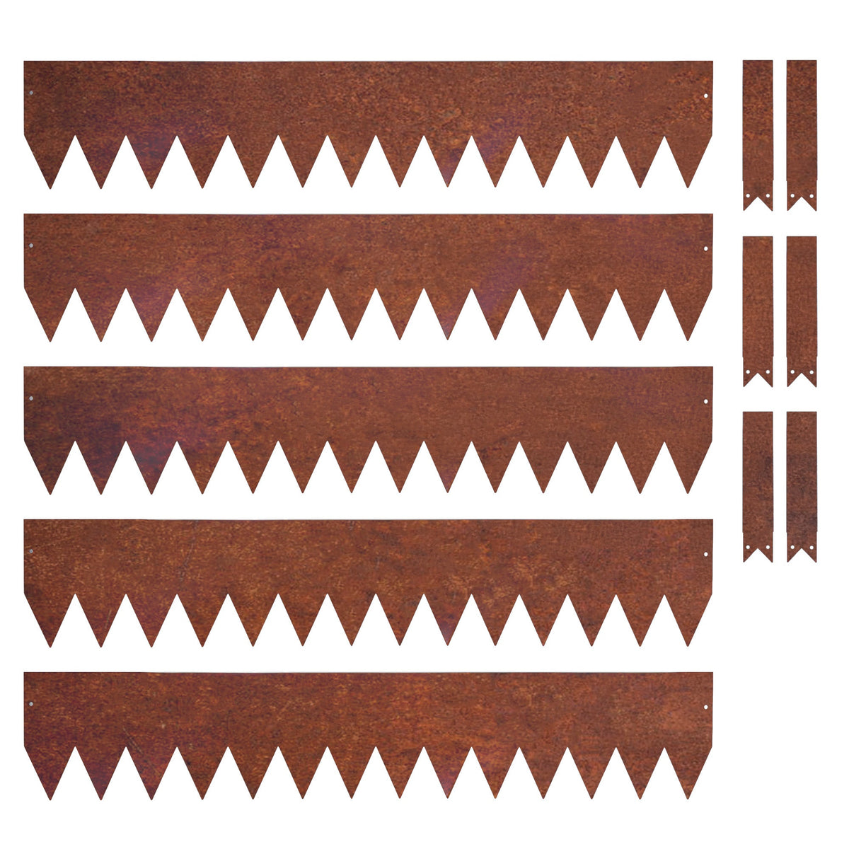 Metal Garden Border Edging – Saw-Tooth Spikes, Pack of 5