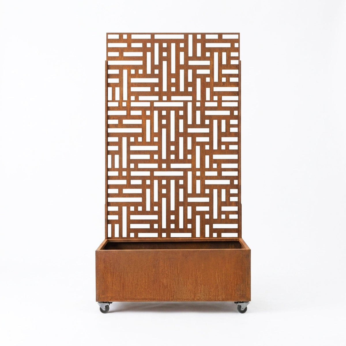 Metal Indoor/Outdoor Privacy Screen with Plant Pot - Maze