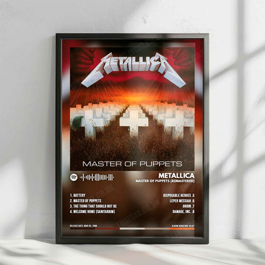 Metallica "Master of Puppets" Album Cover Poster - with Complete Tracklist
