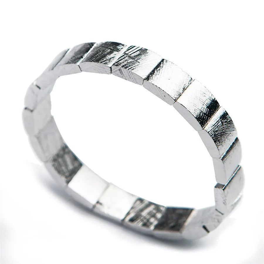 Natural Gibeon Iron Meteorite Gemstone Bracelet, Bangle Sizes 11*11