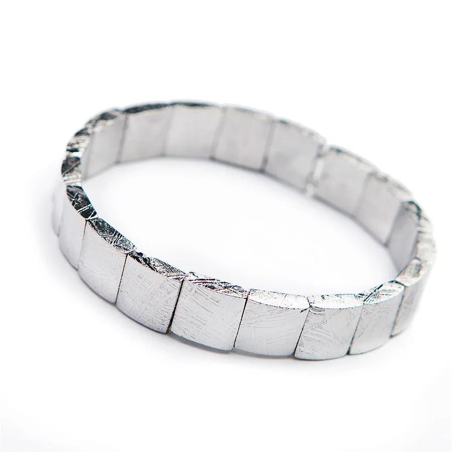 Natural Gibeon Iron Meteorite Gemstone Bracelet, Bangle Sizes 11*11