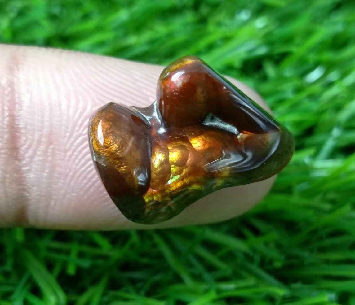 13.3ct Mexican Fire Agate,  Rare Fire Agate, Carved Fire Agate - Perfect gemstone Gift, Aatshi Aqeeq, Dimensions-  18x16 mm
