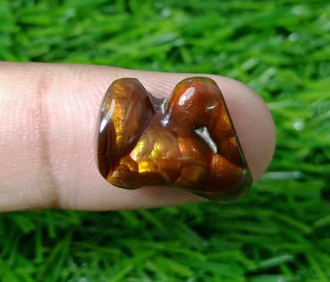 13.3ct Mexican Fire Agate,  Rare Fire Agate, Carved Fire Agate - Perfect gemstone Gift, Aatshi Aqeeq, Dimensions-  18x16 mm