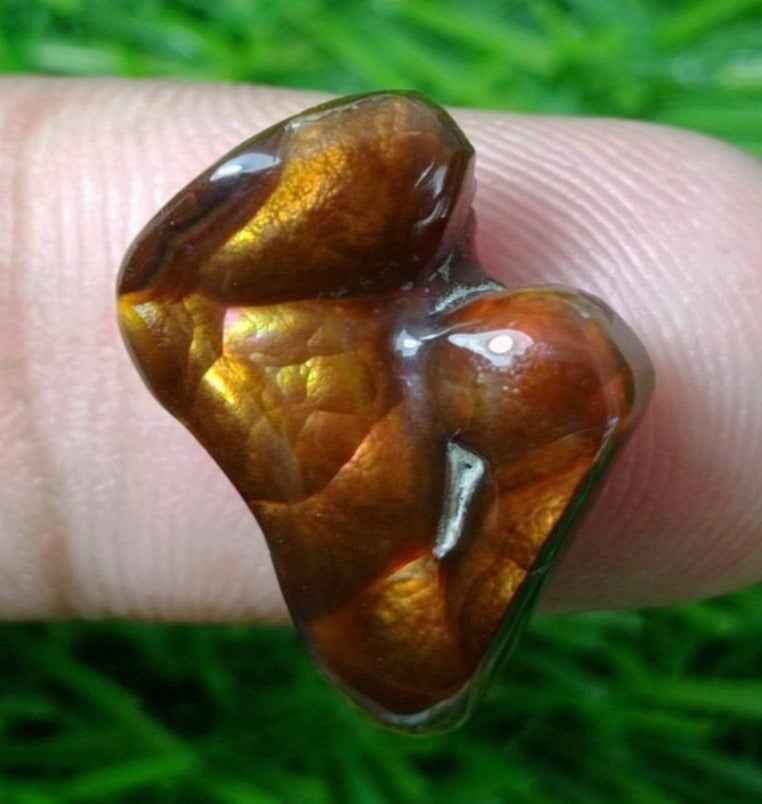13.3ct Mexican Fire Agate,  Rare Fire Agate, Carved Fire Agate - Perfect gemstone Gift, Aatshi Aqeeq, Dimensions-  18x16 mm