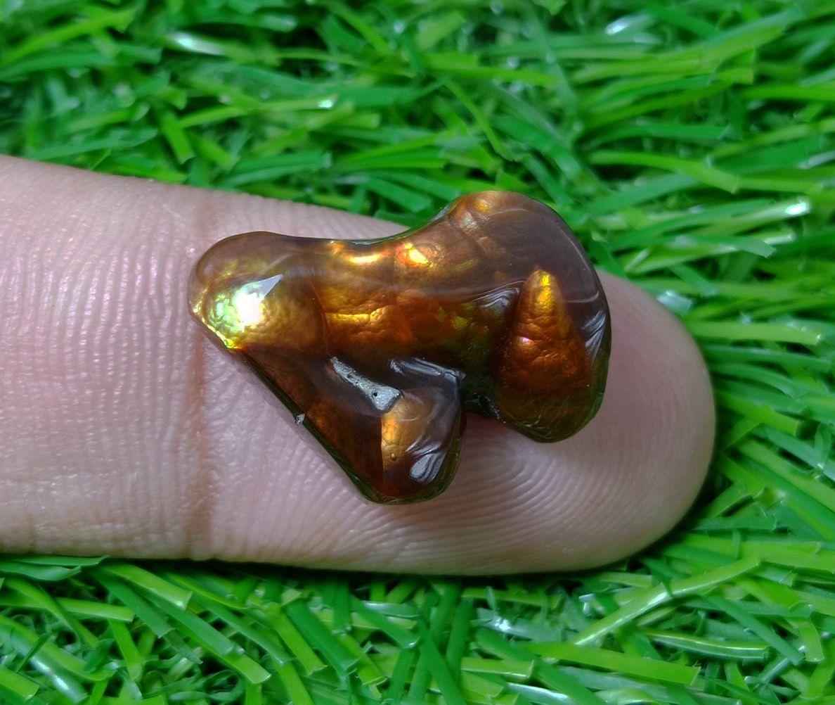 13.3ct Mexican Fire Agate,  Rare Fire Agate, Carved Fire Agate - Perfect gemstone Gift, Aatshi Aqeeq, Dimensions-  18x16 mm