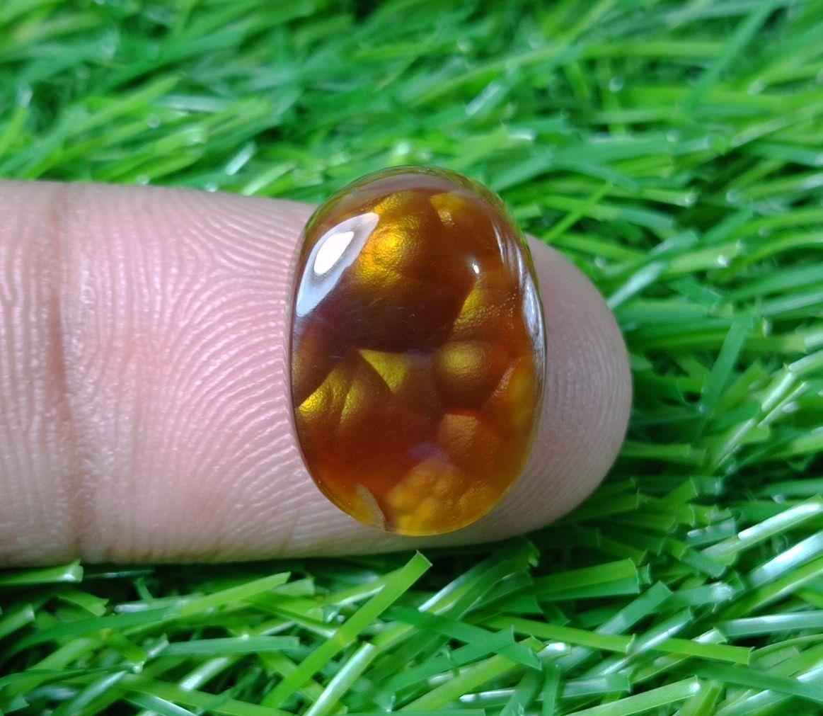 14ct Mexican Fire Agate, Rare Fire Agate, Yellow Oval Cabochon Fire Agate - Perfect gemstone Gift, Dimensions - 16x12 mm