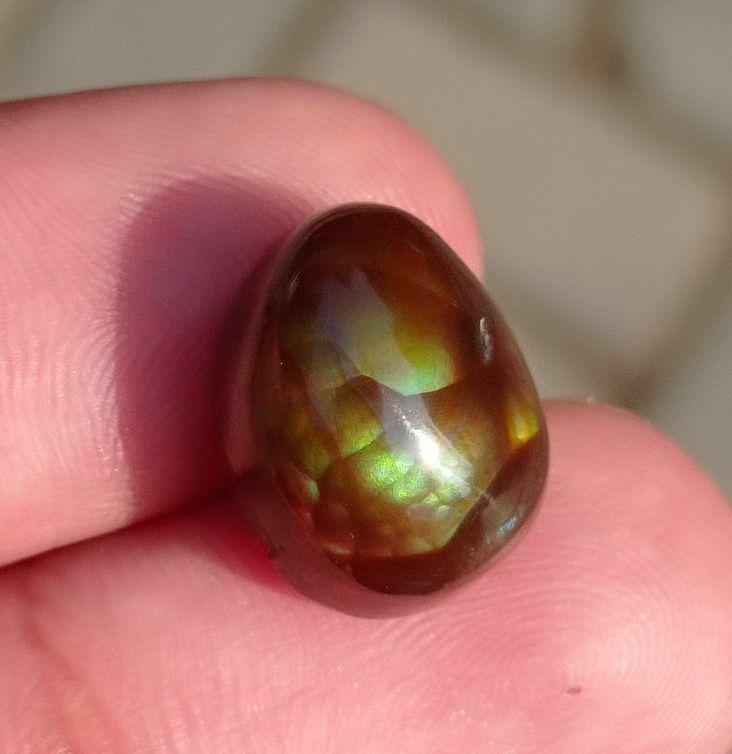 11ct Green Fire Agate,  Rare Fire Agate, Polished Fire Agate, Fire Agate Cabochon -  Dimensions 14x11xmm