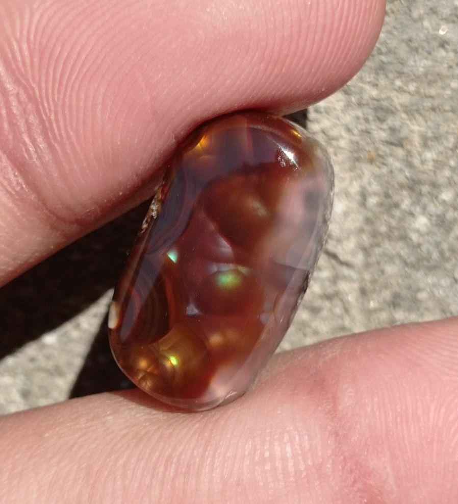 14.65ct Natural Fire Agate From Mexico, Rare Fire Agate, Fire Agate cabochon -  Dimensions - 21x12mm