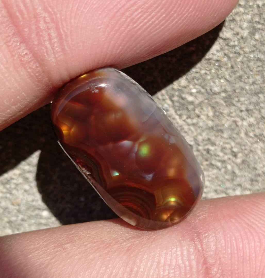 14.65ct Natural Fire Agate From Mexico, Rare Fire Agate, Fire Agate cabochon -  Dimensions - 21x12mm