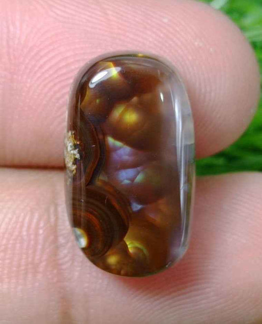 14.65ct Natural Fire Agate From Mexico, Rare Fire Agate, Fire Agate cabochon - Dimensions - 21x12mm