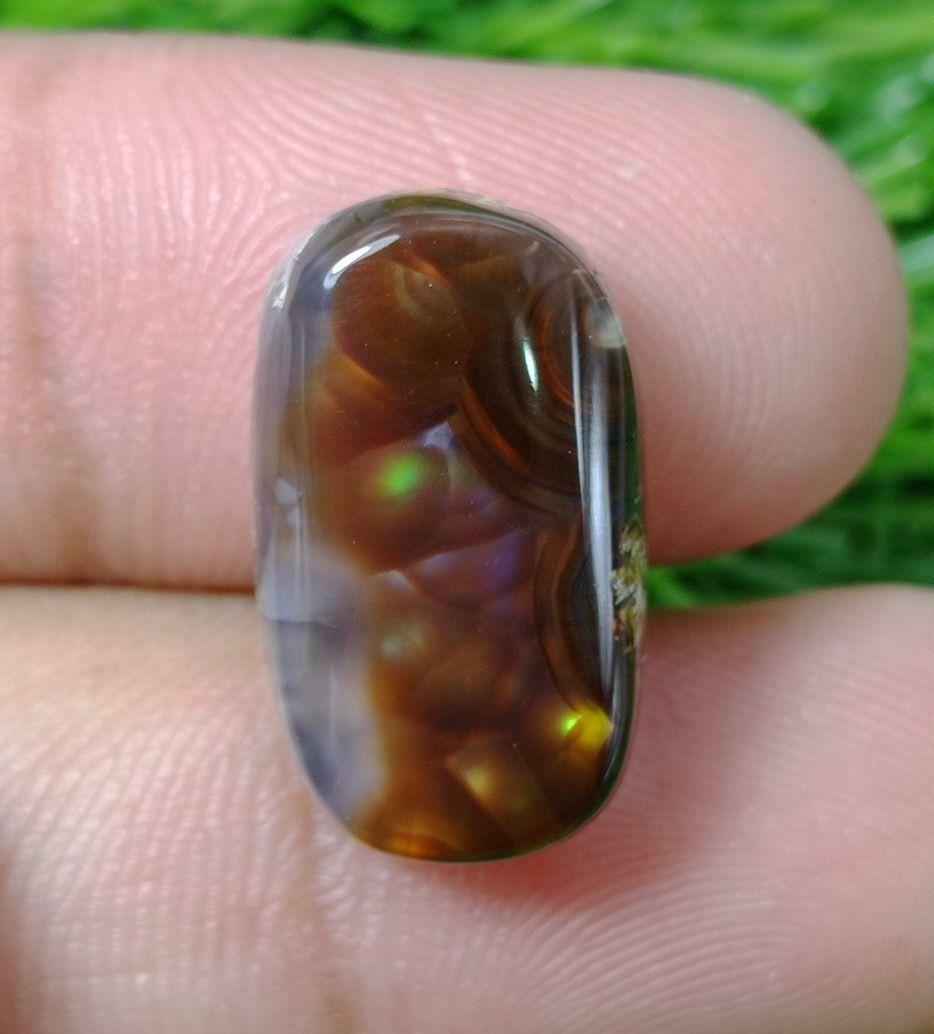 14.65ct Natural Fire Agate From Mexico, Rare Fire Agate, Fire Agate cabochon -  Dimensions - 21x12mm